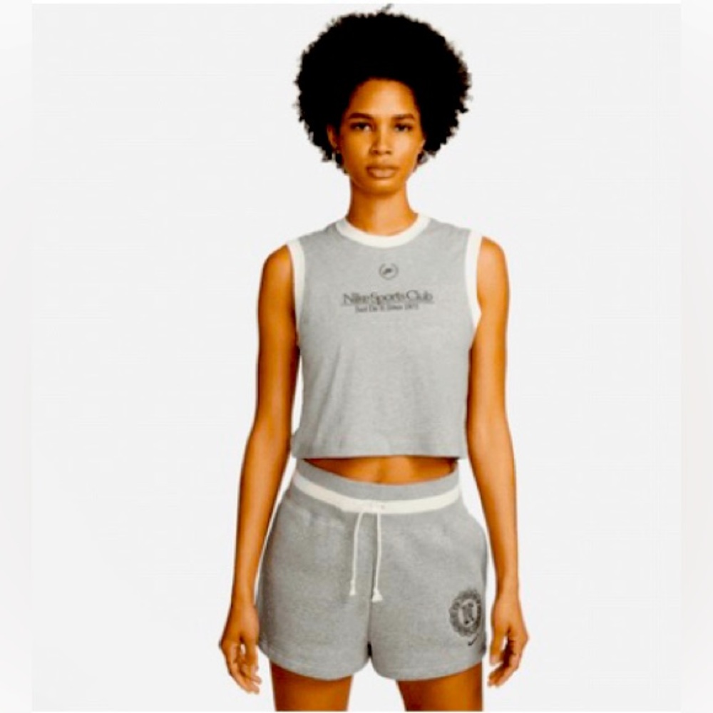 New - Nike Sportswear Bundle Set - Crop Tank & matching High Waisted Shorts - M